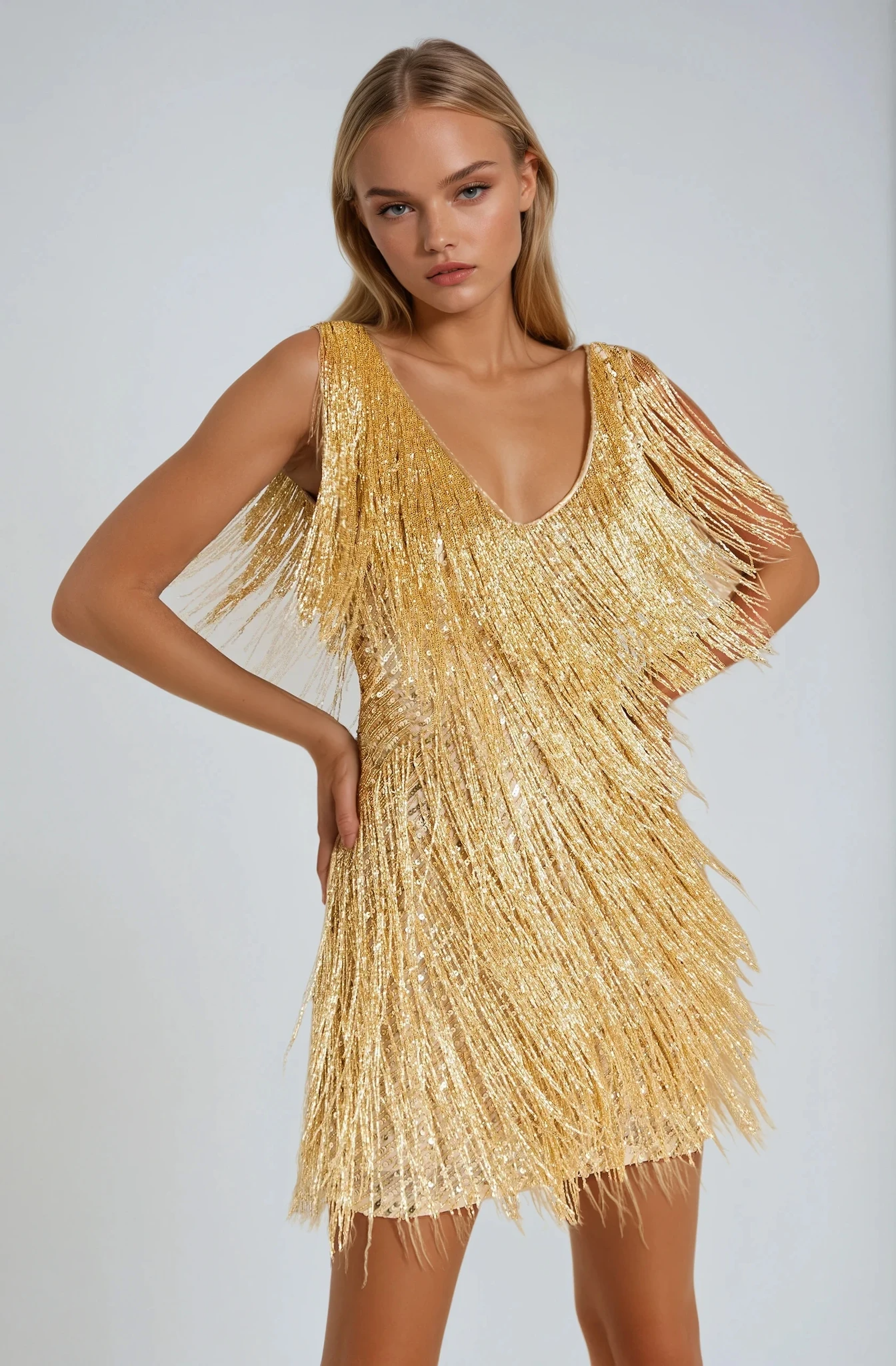 LILY LUXE™ | DAZZLING FRINGE MINI DRESS